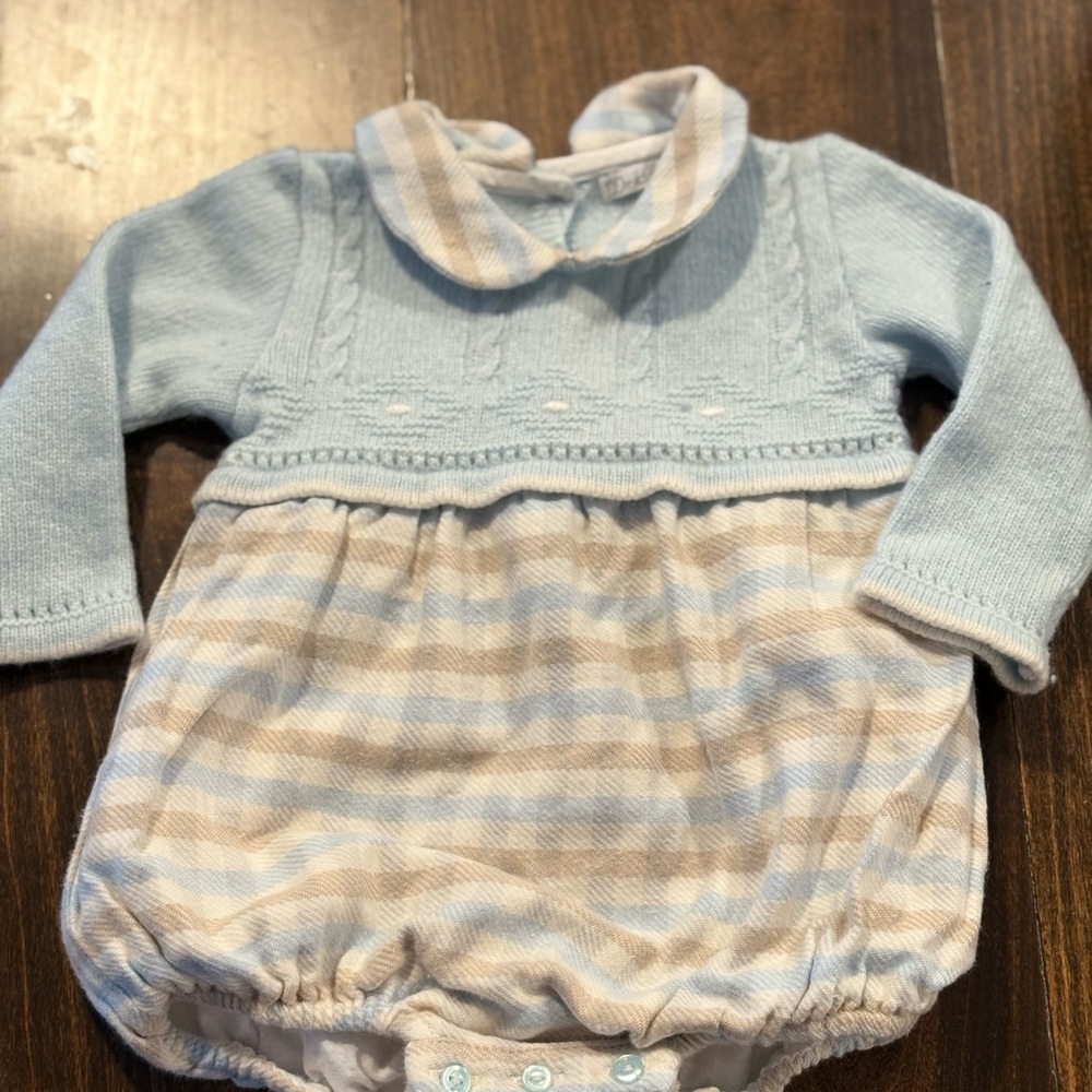 Blue and Cream Baby Romper